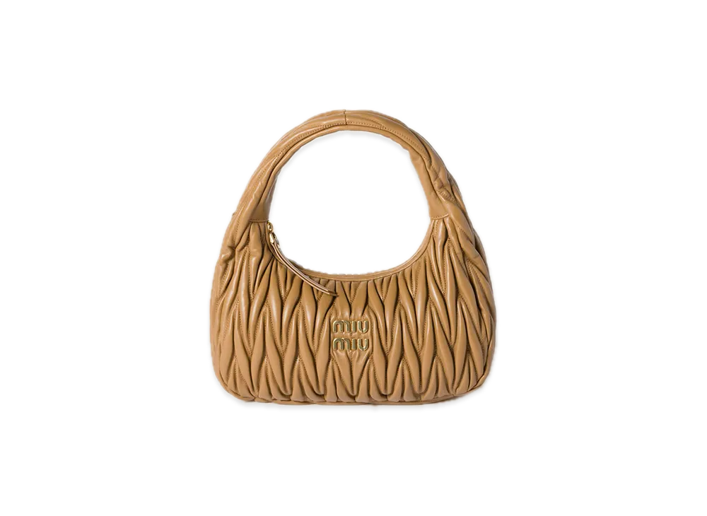 MIU MIU Wander Matelasse Leather Hobo Bag "Camel"