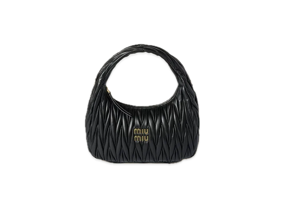 MIU MIU Wander Matelasse Leather Hobo Bag "Black"
