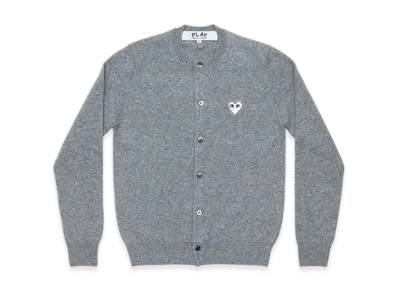 COMME des GARCONS PLAY Round Neck Cardigan With White Emblem "Top Light Gray"