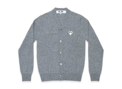 COMME des GARCONS PLAY V-Neck Cardigan With White Emblem "Top Light Gray"