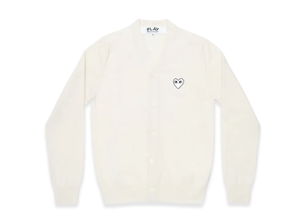 COMME des GARCONS PLAY V-Neck Cardigan With White Emblem "Natural"