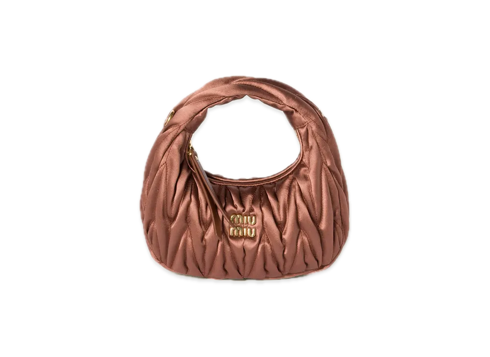 MIU MIU Wander Matelasse Satin Mini Bag "Dark Brown"