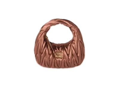MIU MIU Wander Matelasse Satin Mini Bag "Dark Brown"