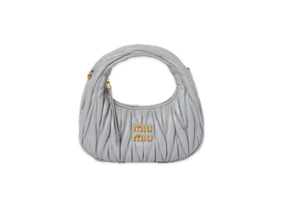 MIU MIU Wander Matelasse Leather Hobo Mini Bag "Perl Grey"