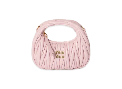 MIU MIU Wander Matelasse Leather Hobo Mini Bag "Pink"