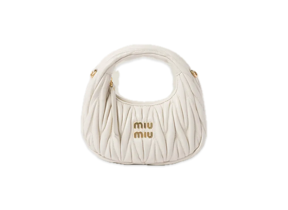 MIU MIU Wander Matelasse Leather Hobo Mini Bag "White"