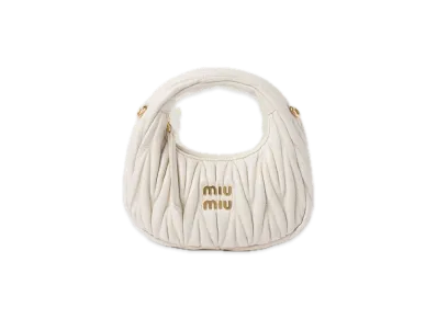 MIU MIU Wander Matelasse Leather Hobo Mini Bag "White"