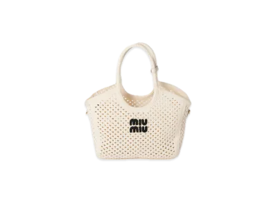 MIU MIU Ivy Cotton Mesh Tote Bag "White"