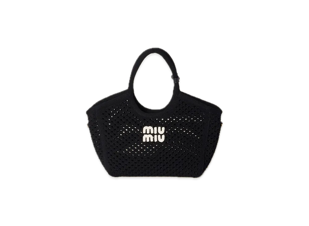 MIU MIU Ivy Cotton Mesh Tote Bag "Black"