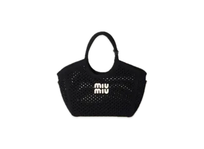 MIU MIU Ivy Cotton Mesh Tote Bag "Black"