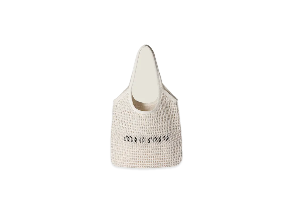 MIU MIU Ivy Raffia-Effect / Linen Bag "White"