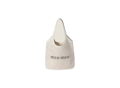 MIU MIU Ivy Raffia-Effect / Linen Bag "White"