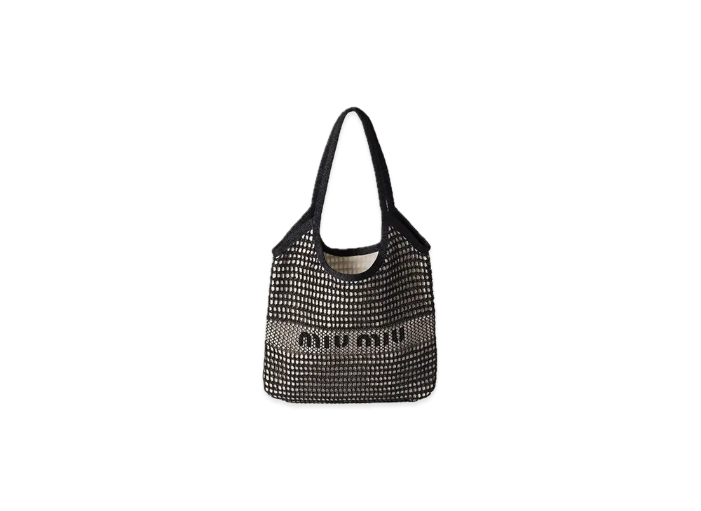 MIU MIU Ivy Raffia-Effect / Linen Bag "Black"