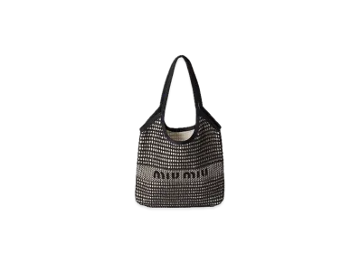 MIU MIU Ivy Raffia-Effect / Linen Bag "Black"