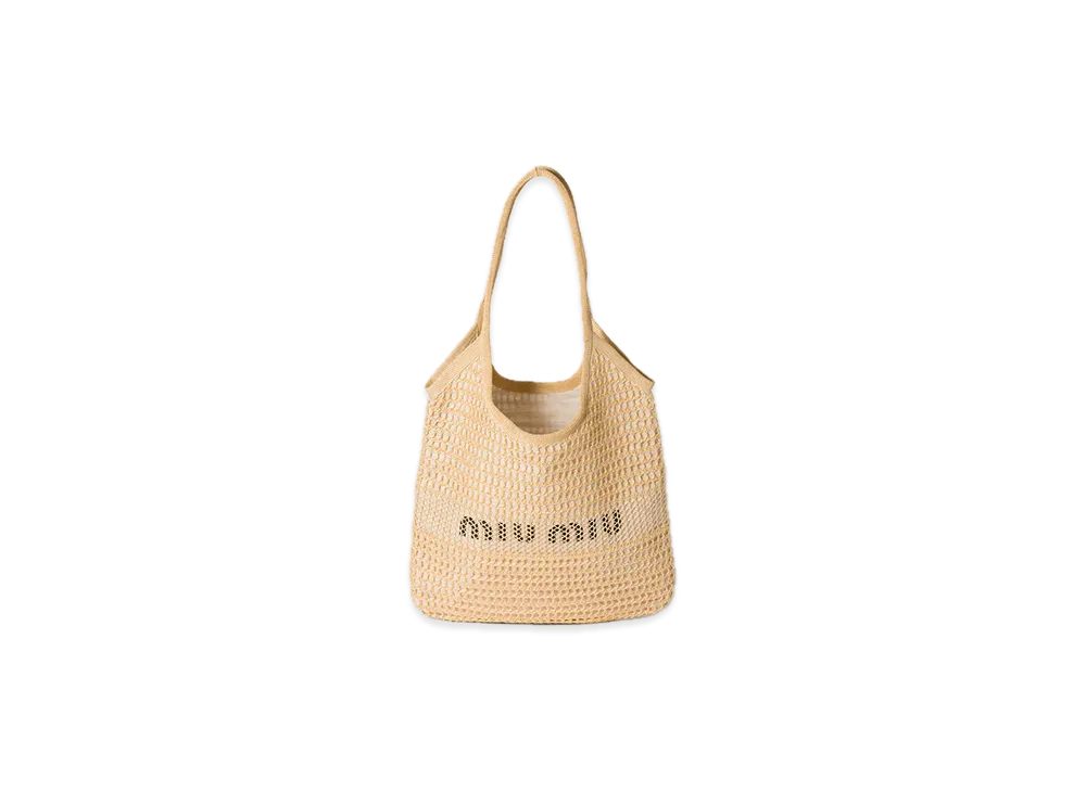 MIU MIU Ivy Raffia-Effect / Linen Bag "Beige"