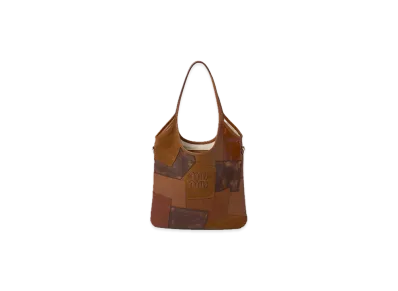 MIU MIU Ivy Leather Patchwork Bag "Cognac"