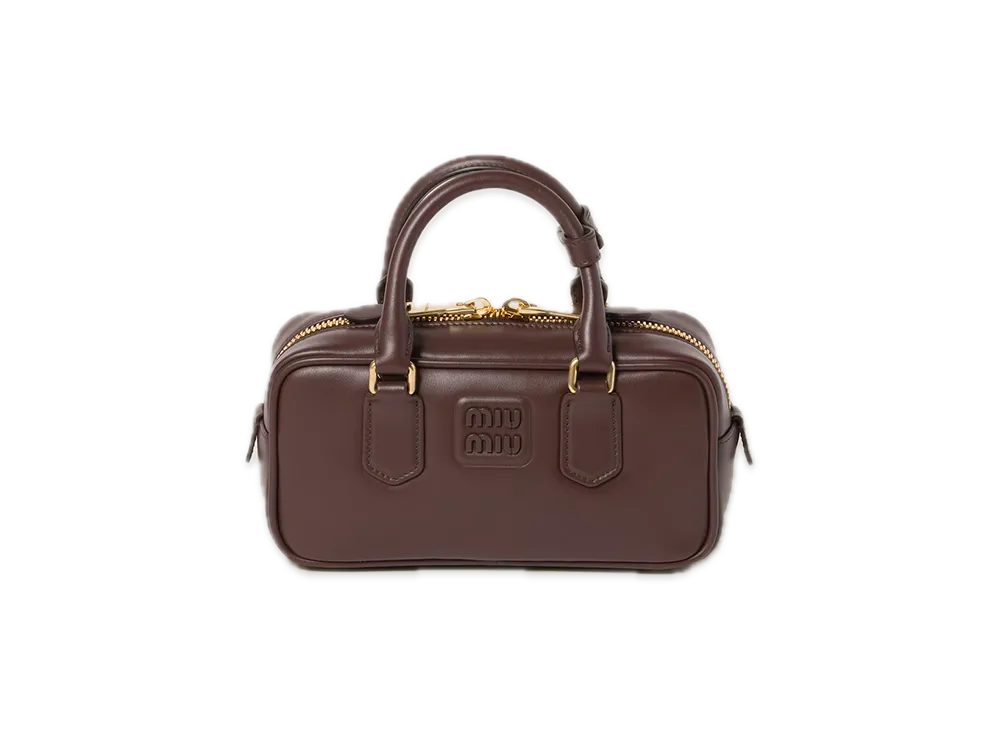 MIU MIU Arcadie Padded Suede Top Handle Bag "Dark Brown"