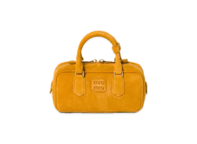 MIU MIU Arcadie Padded Suede Top Handle Bag "Mustard Yellow"