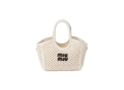 MIU MIU Ivy Cotton Mesh Bag "White"