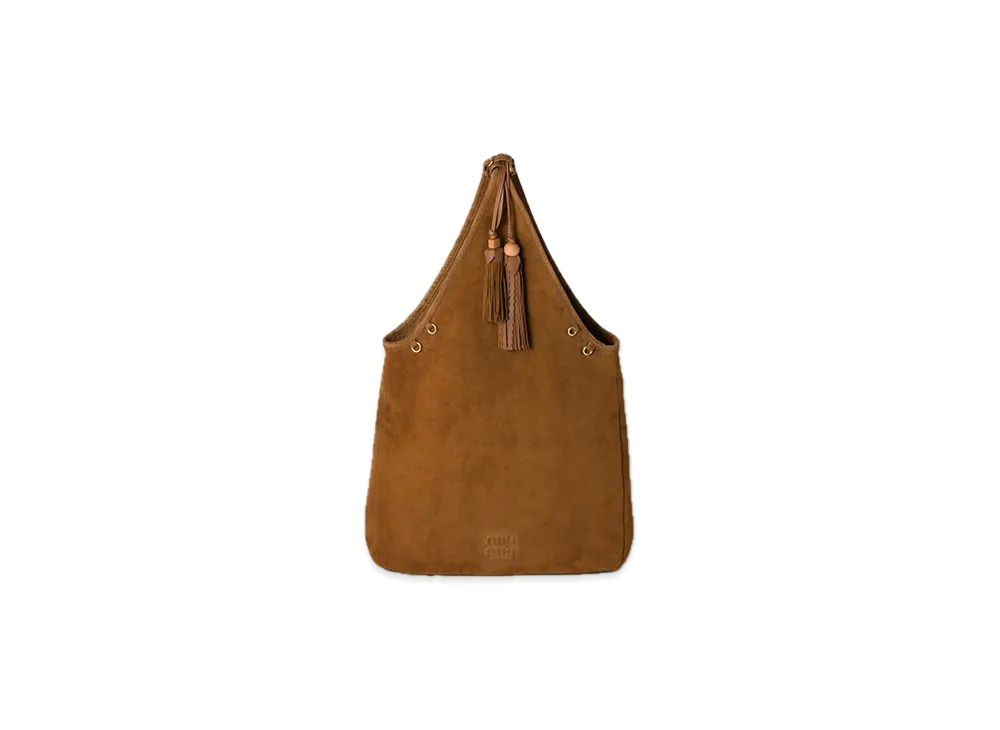 MIU MIU Suede Handbag with Tassels "Brown"