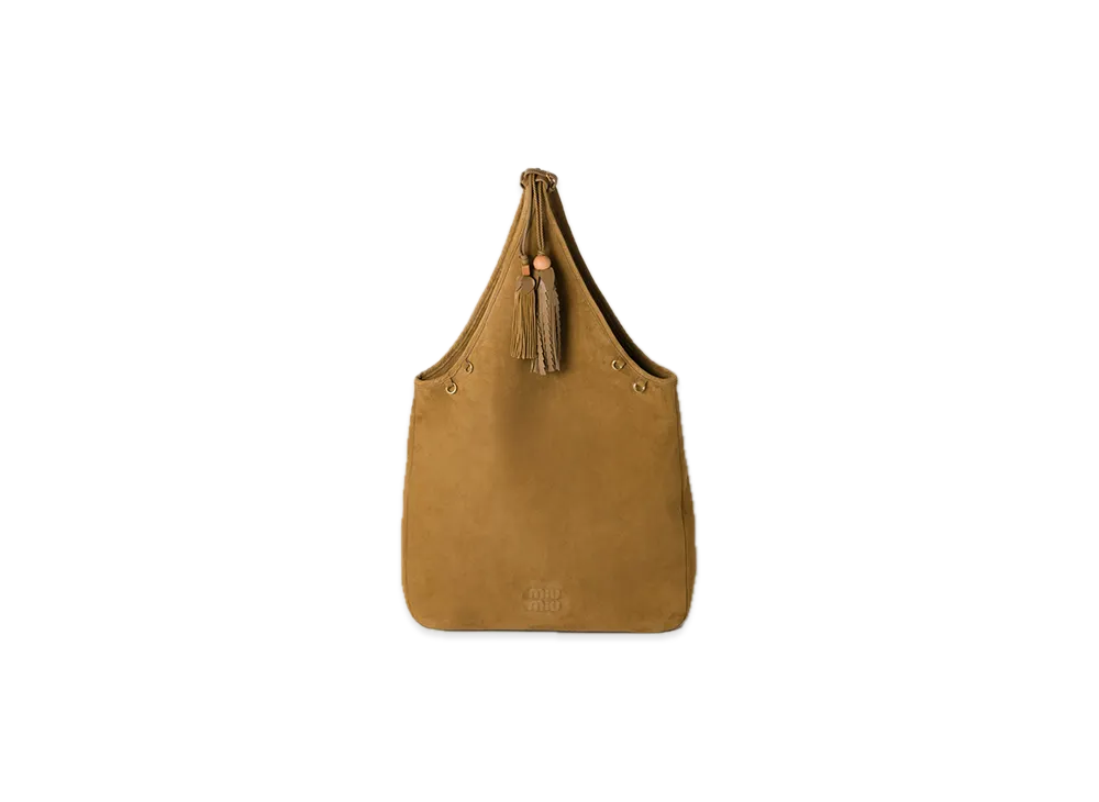 MIU MIU Suede Handbag with Tassels "Olive"