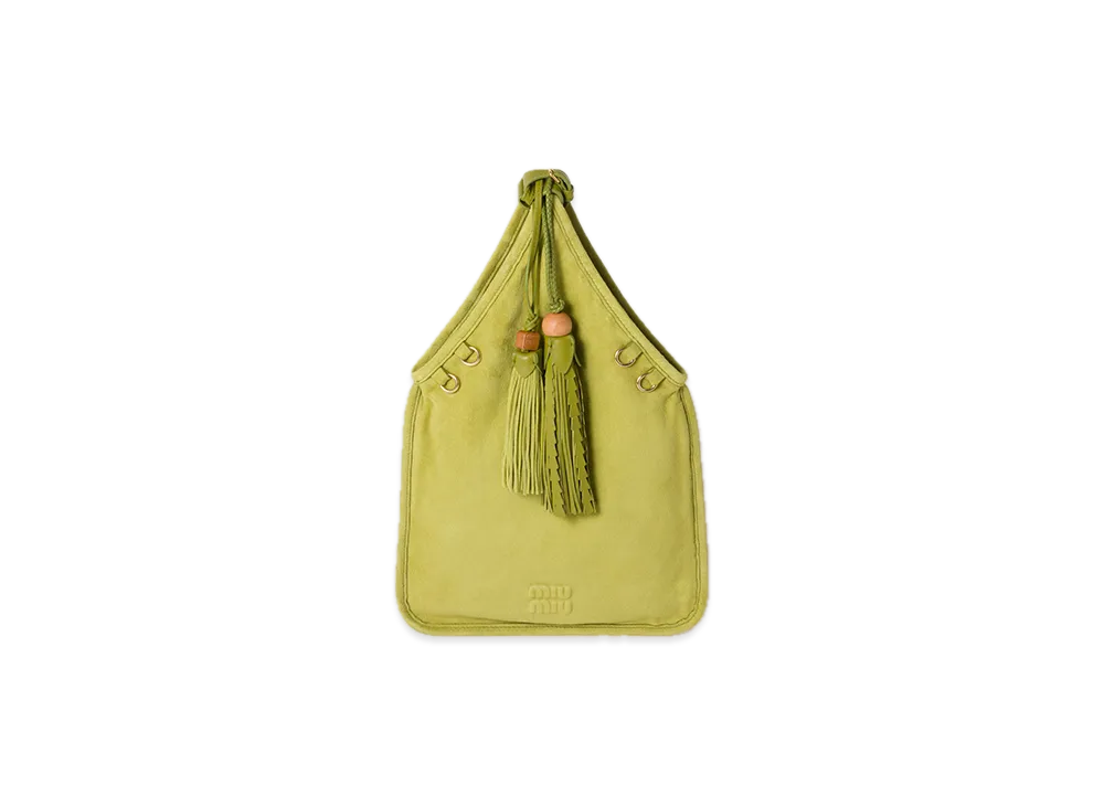 MIU MIU Suede Handbag with Tassels "Olive"