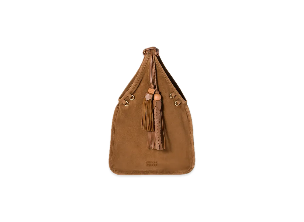 MIU MIU Suede Handbag with Tassels "Brown"