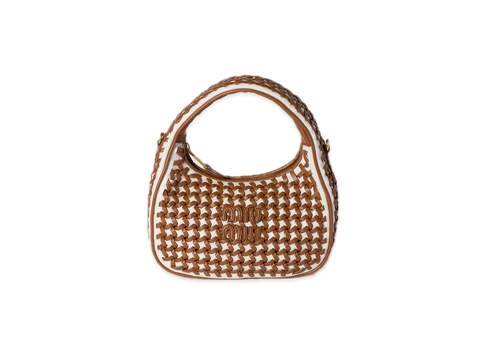 MIU MIU Wander Wicker Handbag "Beige/Camel"