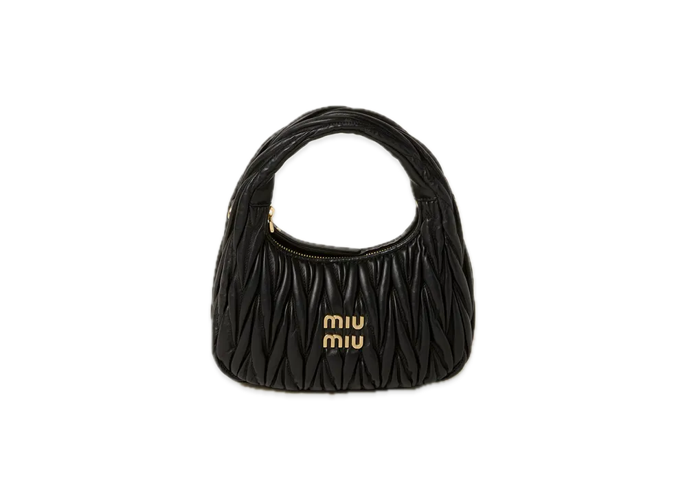 MIU MIU Wander Matelasse Leather Hobo Bag "Black"