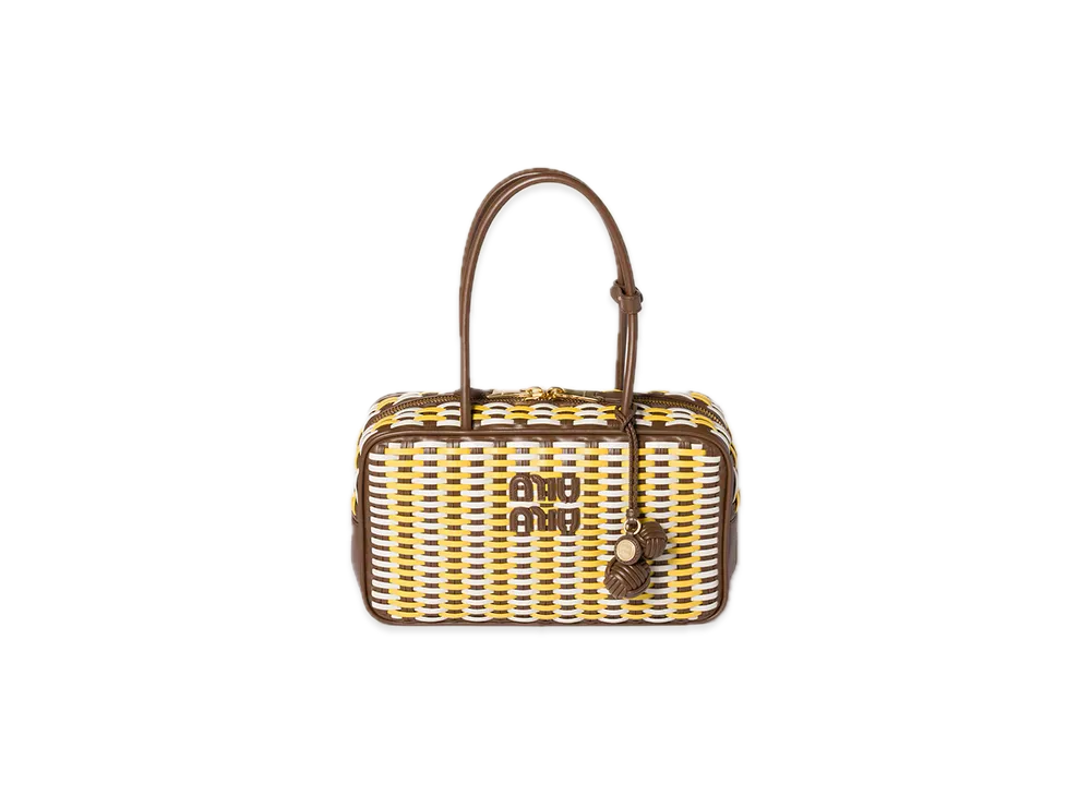 MIU MIU Bow Leather Bag "Maple/Yellow/Off White"