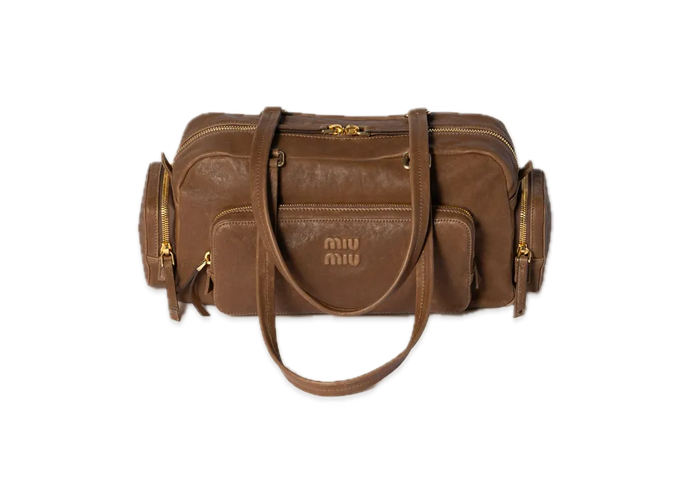 MIU MIU Pocket Washed Nappa Leather Bag "Brown"