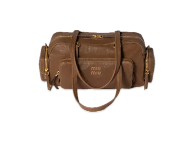 MIU MIU Pocket Washed Nappa Leather Bag "Brown"