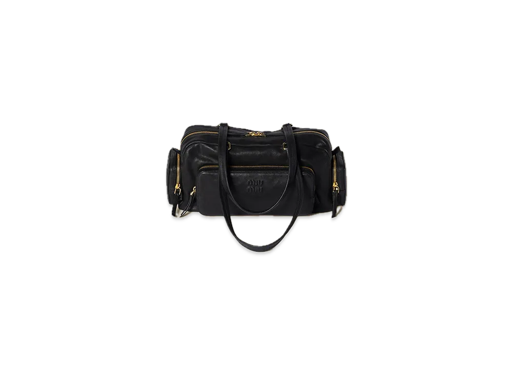 MIU MIU Pocket Washed Nappa Leather Bag "Black"
