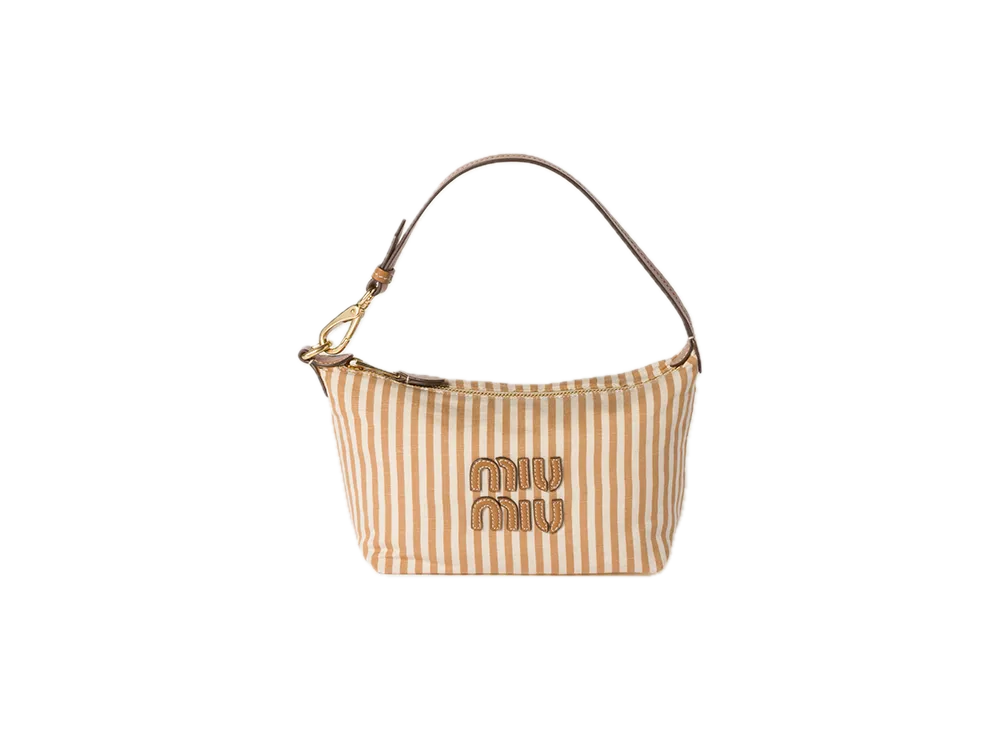 MIU MIU Jacquard Fabric Pouch with Logo "Beige"