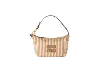 MIU MIU Jacquard Fabric Pouch with Logo "Beige"