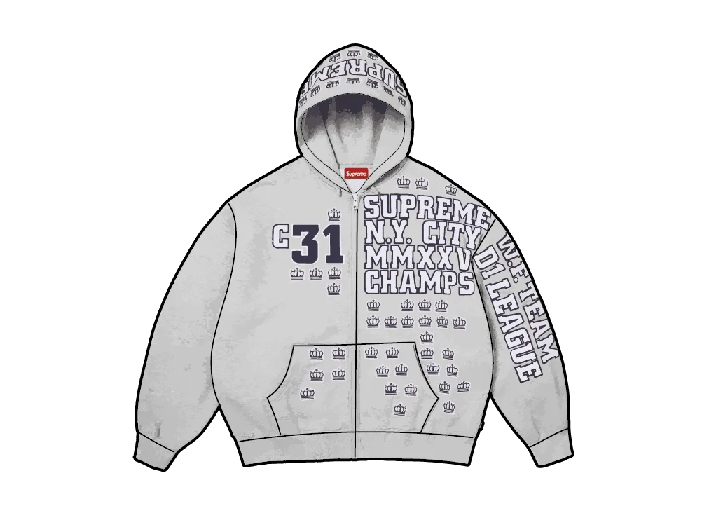 Supreme League Champs Zip Up Hooded Sweatshirt  