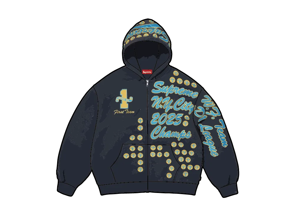 Supreme League Champs Zip Up Hooded Sweatshirt 