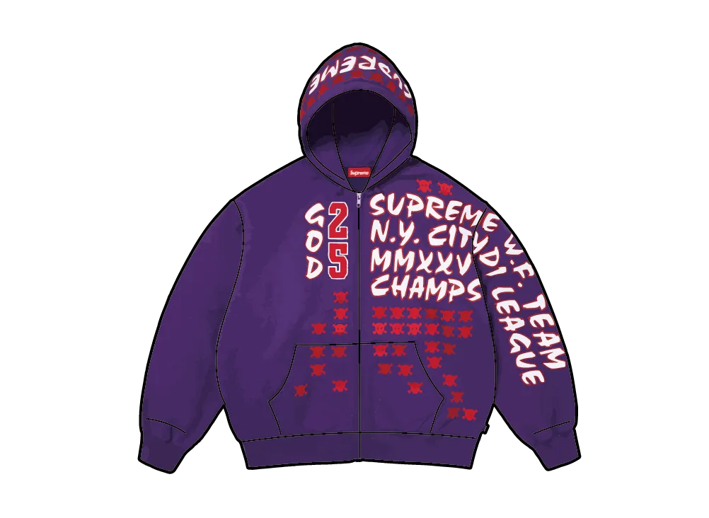 Supreme League Champs Zip Up Hooded Sweatshirt 