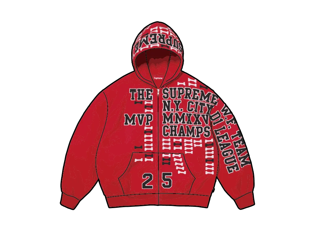 Supreme League Champs Zip Up Hooded Sweatshirt 
