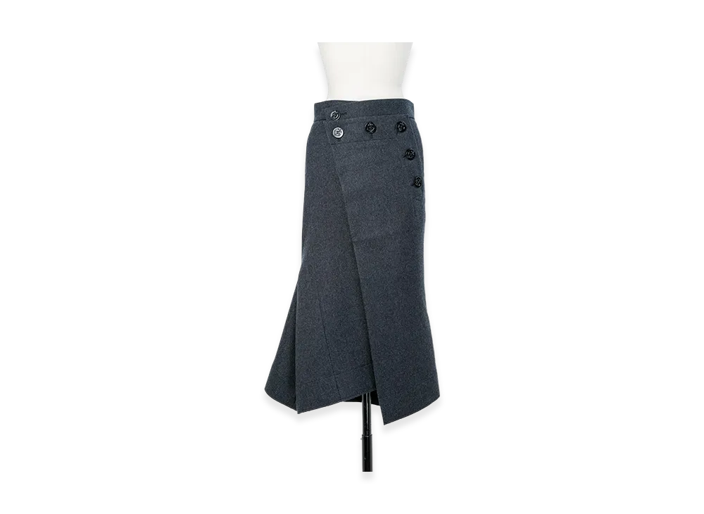 sacai Wool Melton Skirt "Charcoal Gray"