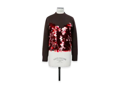 sacai Sequin Embroidery x Wool Knit Pullover "Brown/Red"