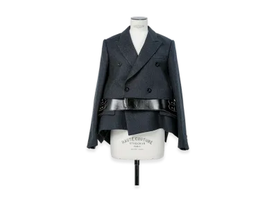 sacai Wool Melton x Leather Jacket "Charcoal Gray/Black"