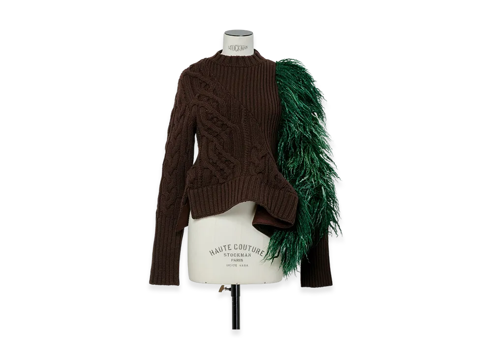 sacai Wool Hairy Knit Pullover "Green/Brown"