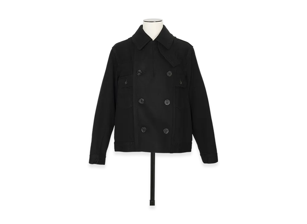 サカイ デニム x ウールメルトン ジャケット "ブラック"