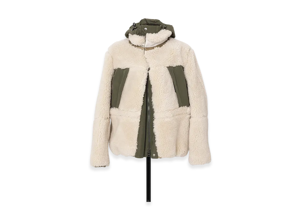 sacai Faux Shearling Blouson "Ecru/Khaki"
