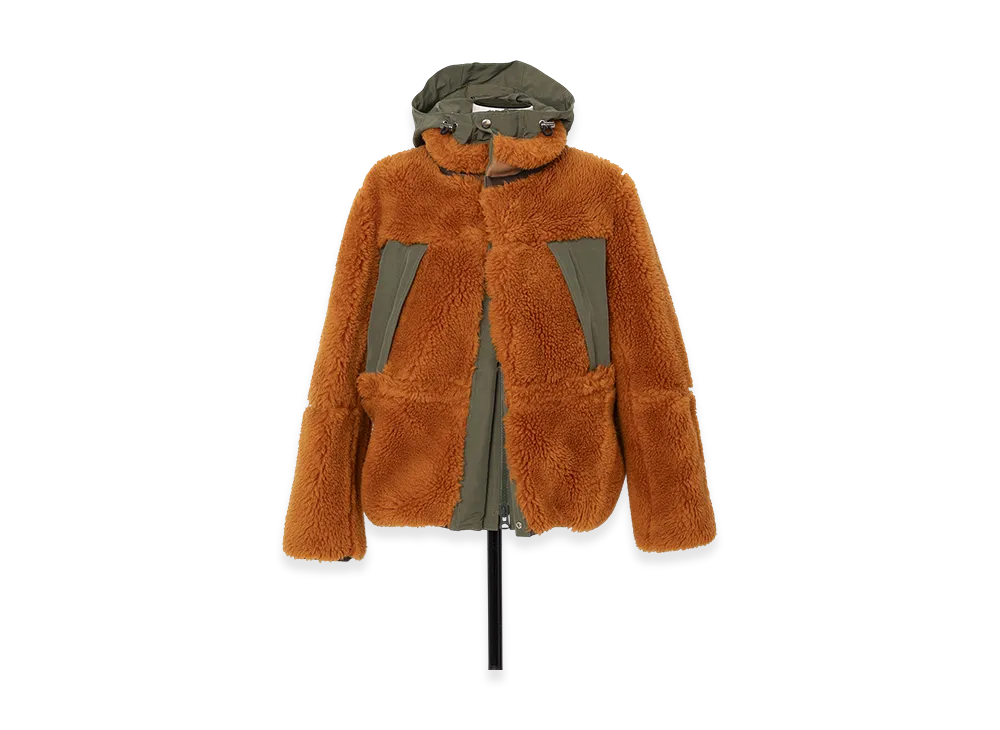 sacai Faux Shearling Blouson "Orange/Khaki"