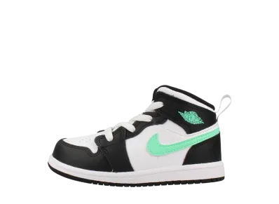 ナイキ TD エアジョーダン1 ミッド "ホワイト/ブラック/グリーングロウ" (キッズ)
