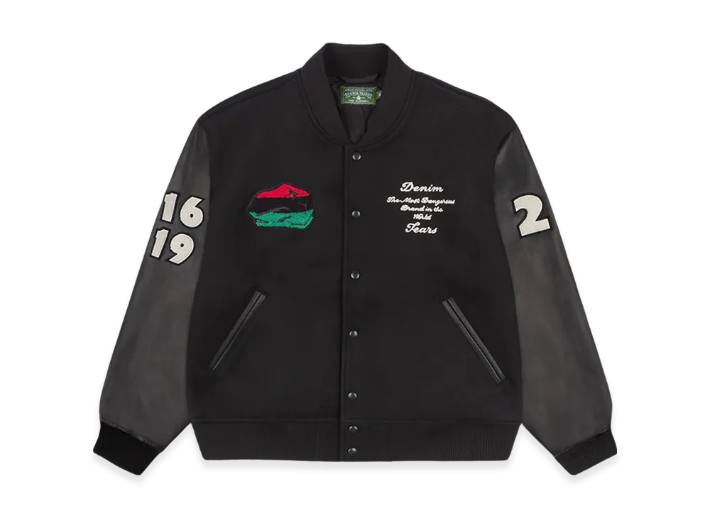 DENIM TEARS Peace Wreath Varsity Jacket "Black"