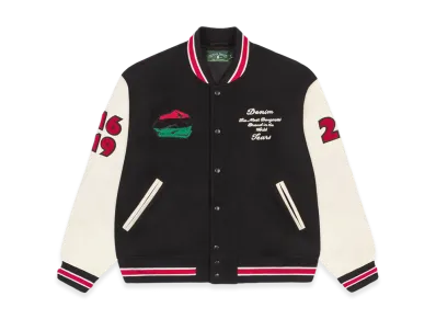 DENIM TEARS Peace Wreath Varsity Jacket "Black/White"