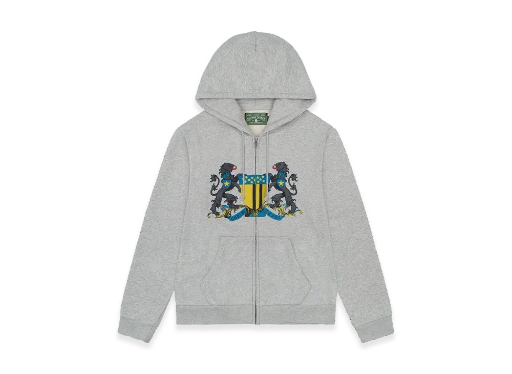 DENIM TEARS Panther Crest Zip Up Hoodie "Grey"